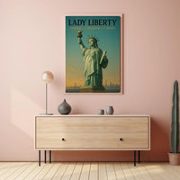 Statue Of Liberty Patriotic Poster Vintage Wall Art