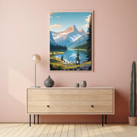 Glacier National Park Travel Poster Vintage Print