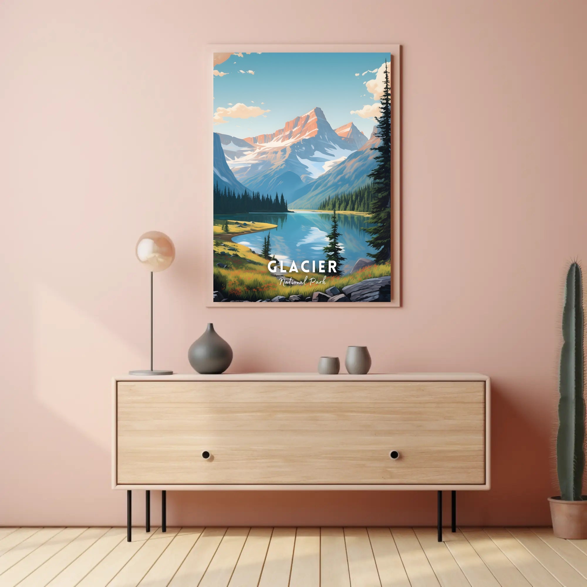 Glacier National Park Travel Poster Vintage Print