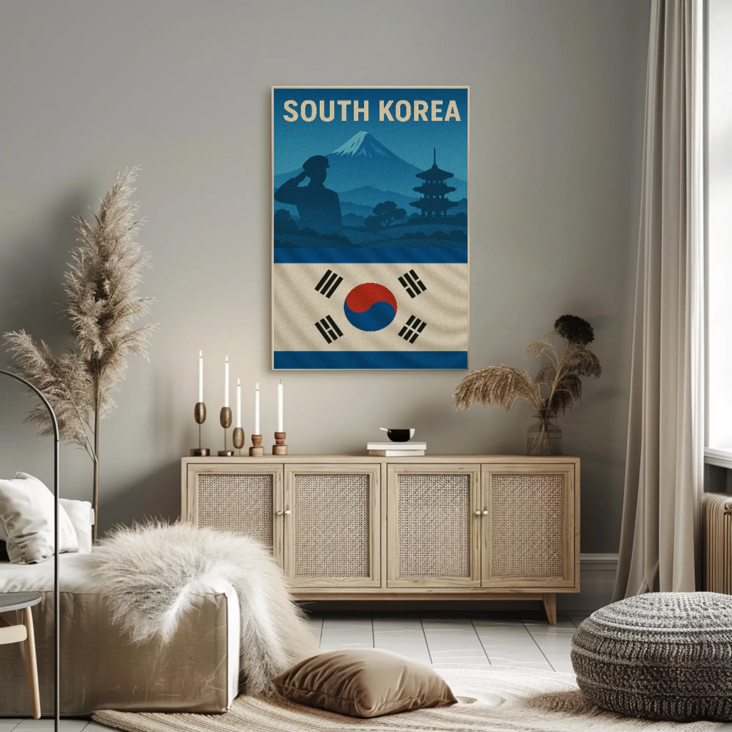 South Korea Patriotic Icons Vintage Heritage Poster