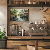 Serene Asian Floating Village Impressionistic Art Poster