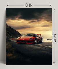 Sunset Drive Red Sports Car Poster