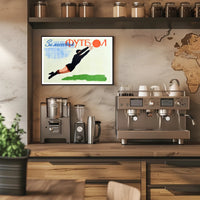 Dynamic Soviet Goalkeeper Action in Vintage Sports Poster