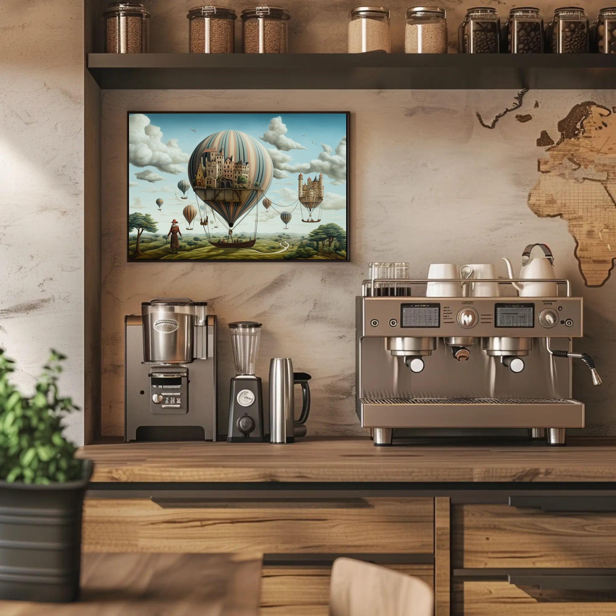 Whimsical Balloon Villages Fantasy or Mythology Poster