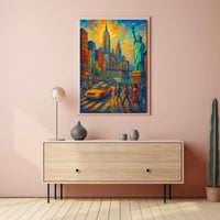 New York Cityscape Art Print Vibrant Impressionist For Home