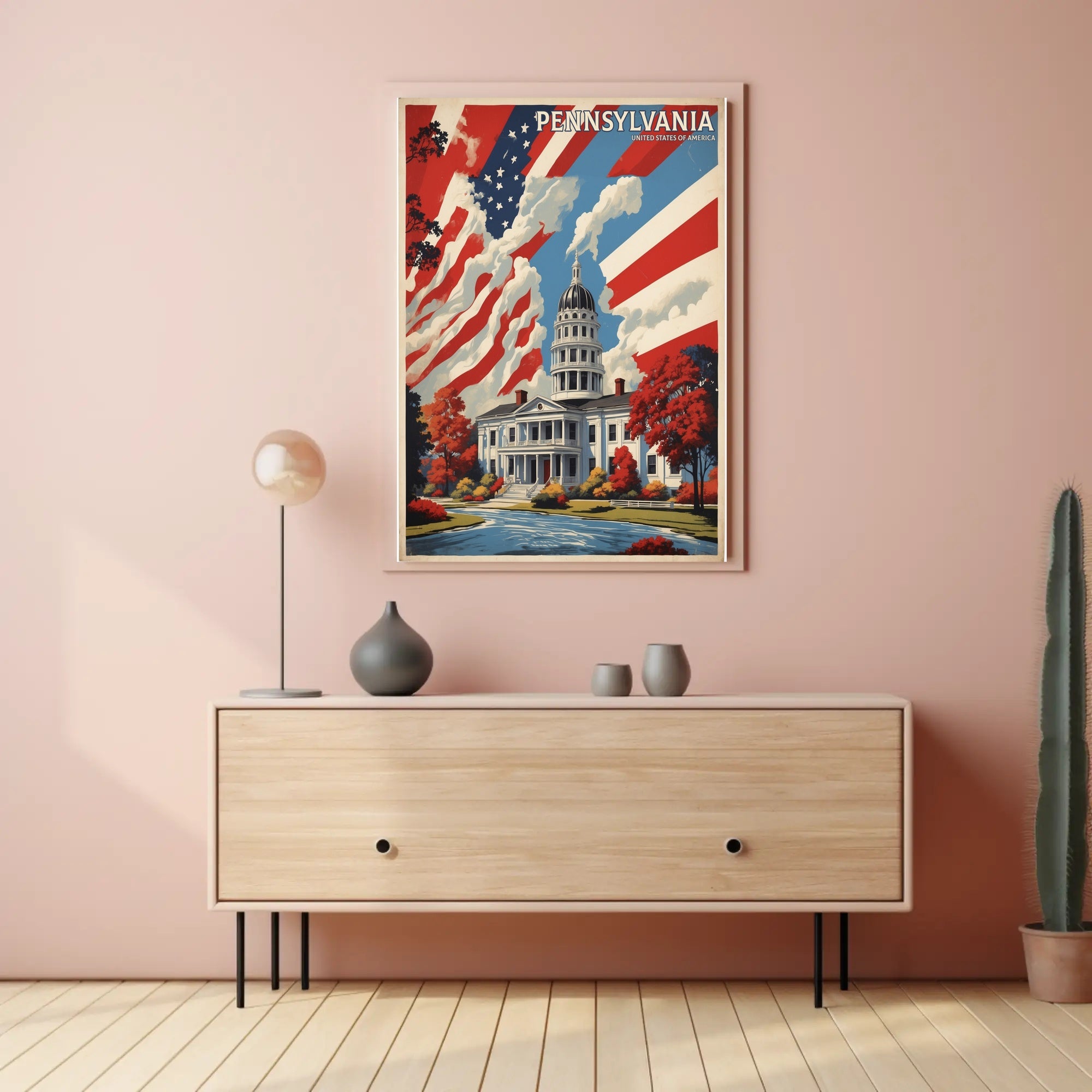 Vintage Pennsylvania State Capitol Travel Poster