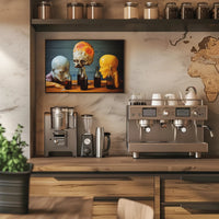 Surreal Mannequin Heads at Table - Abstract Artistic Poster