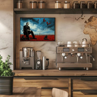 Contemplative Surrealism in Barren Landscape Artistic Poster