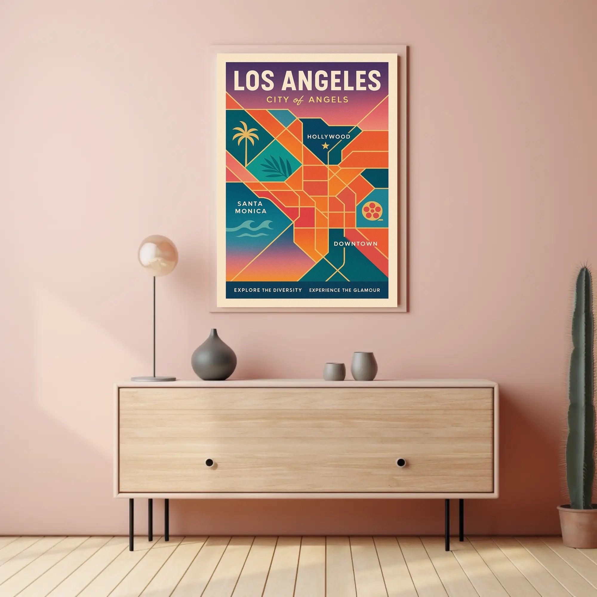 Los Angeles Retro Glamour Travel Poster PosterGoat