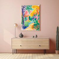 Vibrant Impressionistic Garden Scene Art Print - Abstract Poster