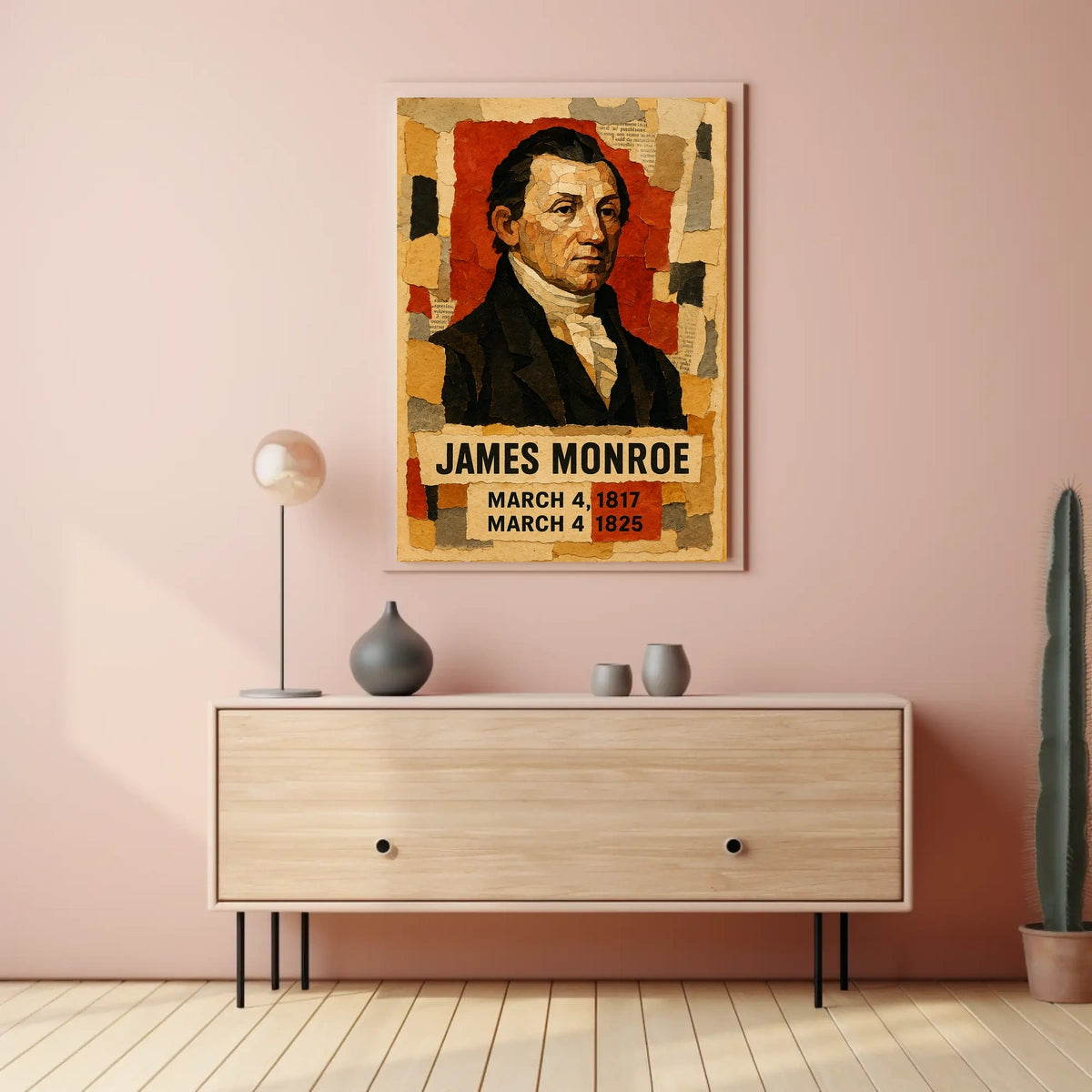 James Monroe 5th President of the United States Layered paper Collage Poster