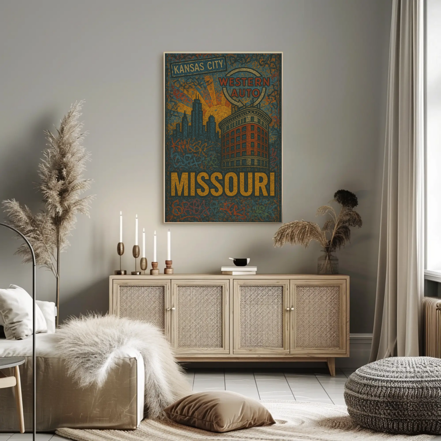Kansas City Missouri Western Auto Urban Grunge Travel Poster