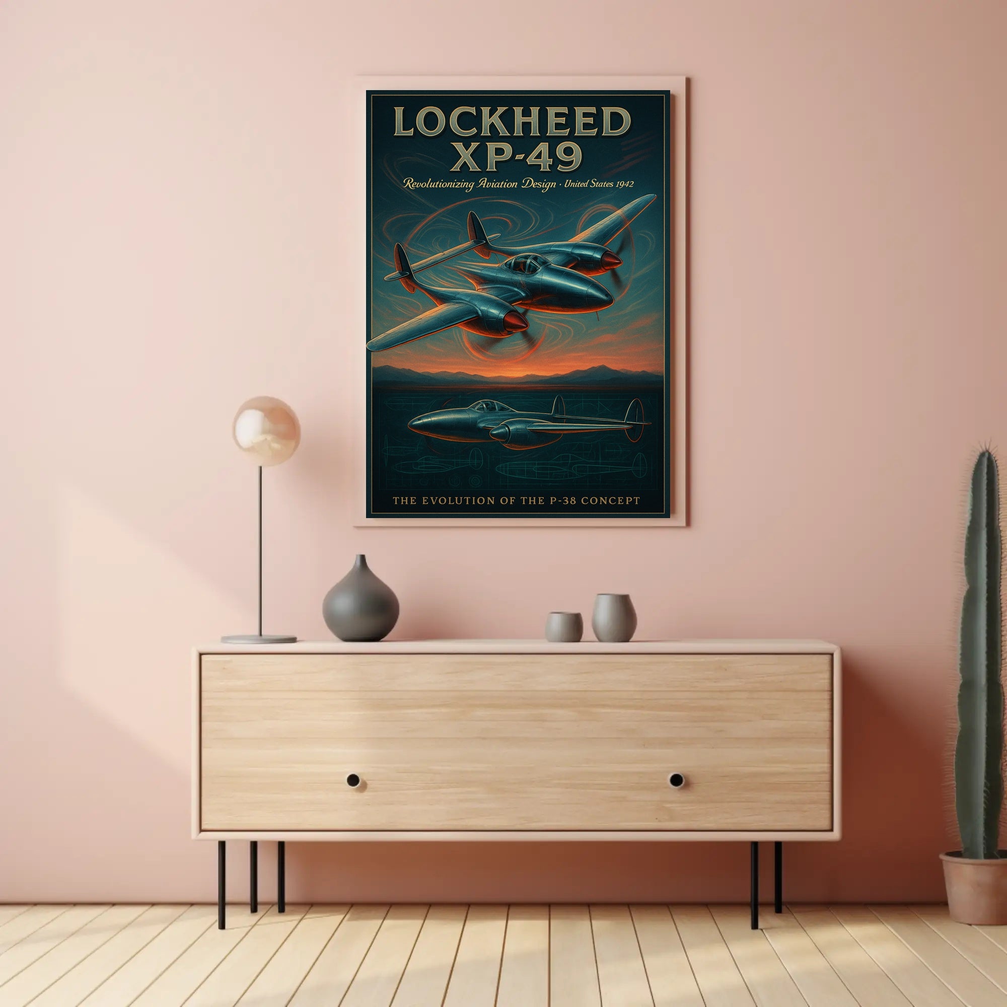 Lockheed XP 49 Aviation Poster Vintage Design Print