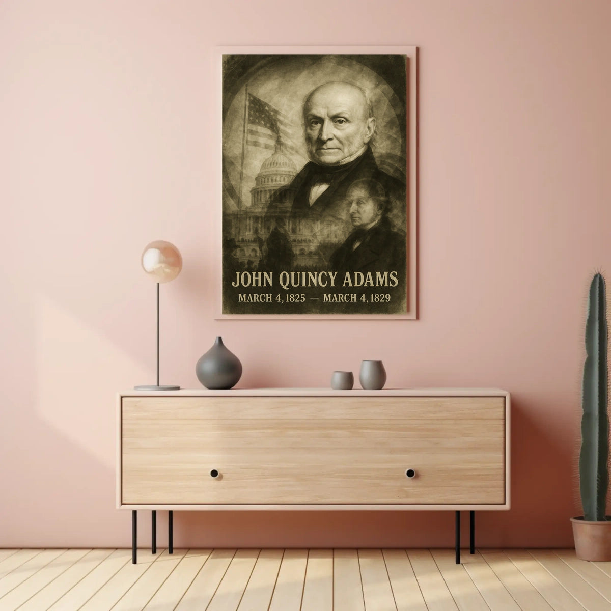 John Quincy Adams 6th President of the United States Double Exposure Poster