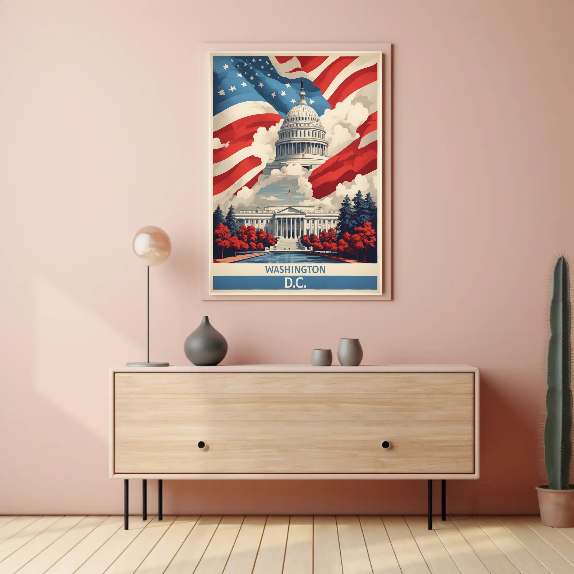 United States Capitol Vintage Artistic Patriotic Political Poster