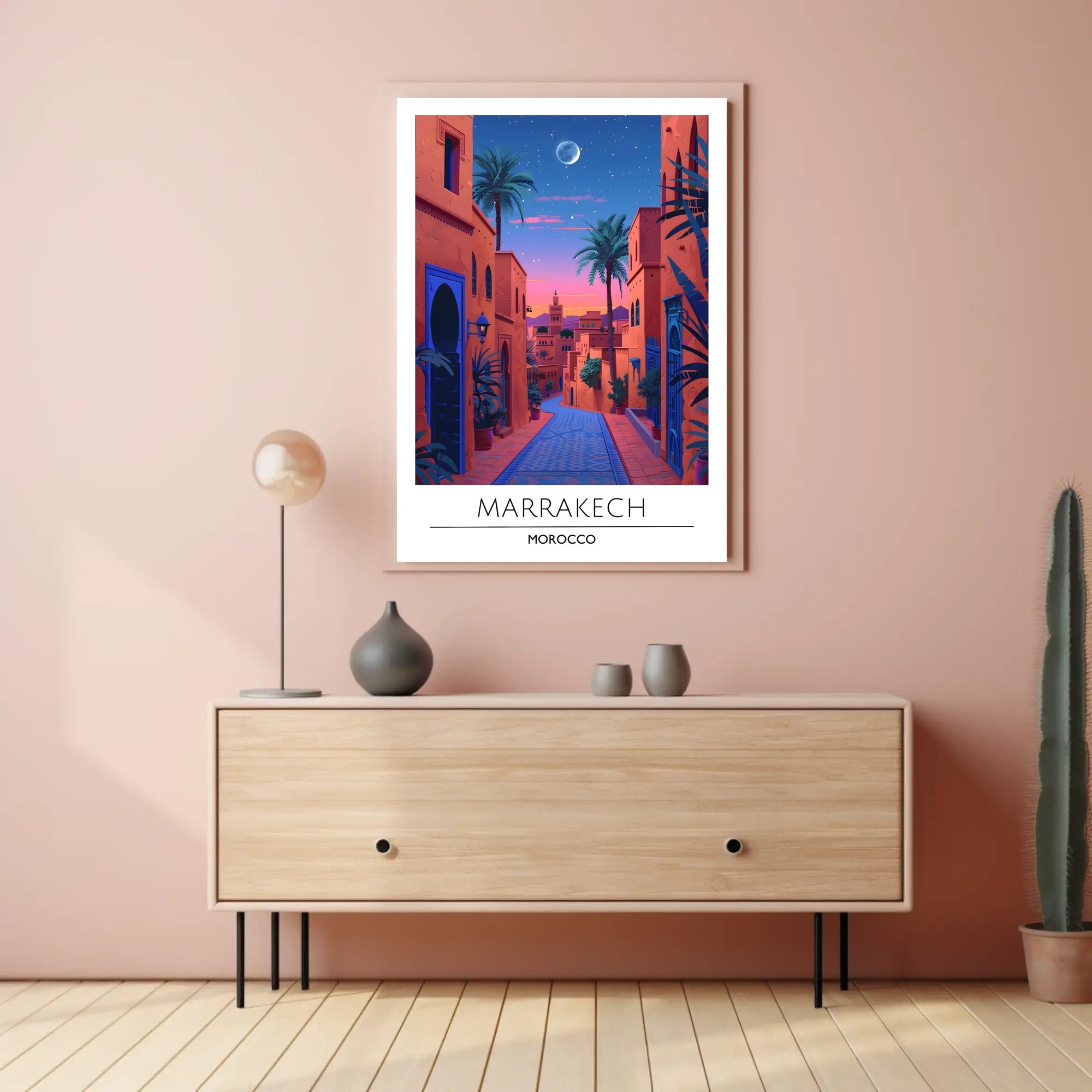 Marrakech Street Scene Evening Travel Poster