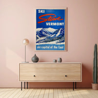 Vintage Ski Adventure in Stowe Travel Poster PosterGoat