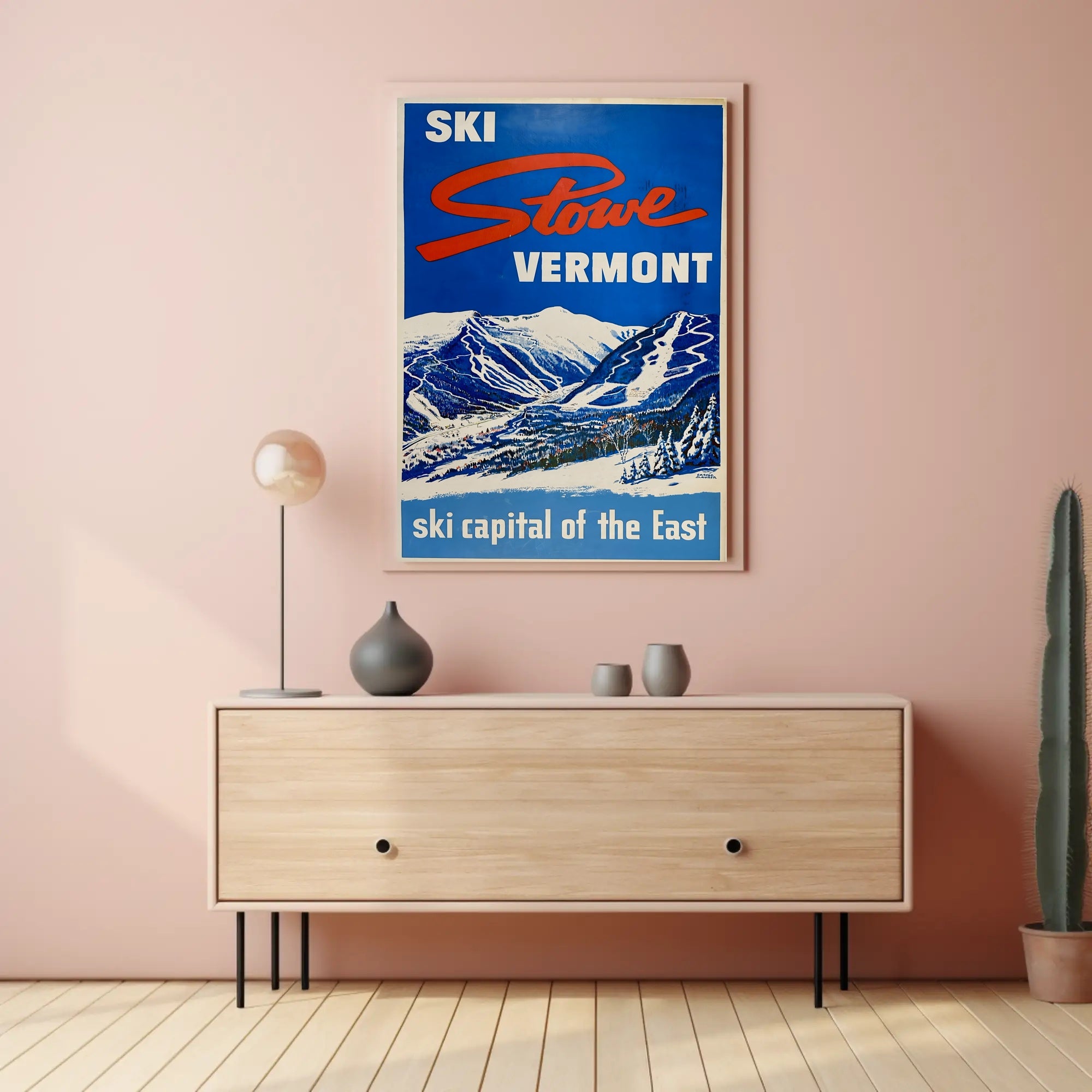 Vintage Ski Adventure in Stowe Travel Poster PosterGoat