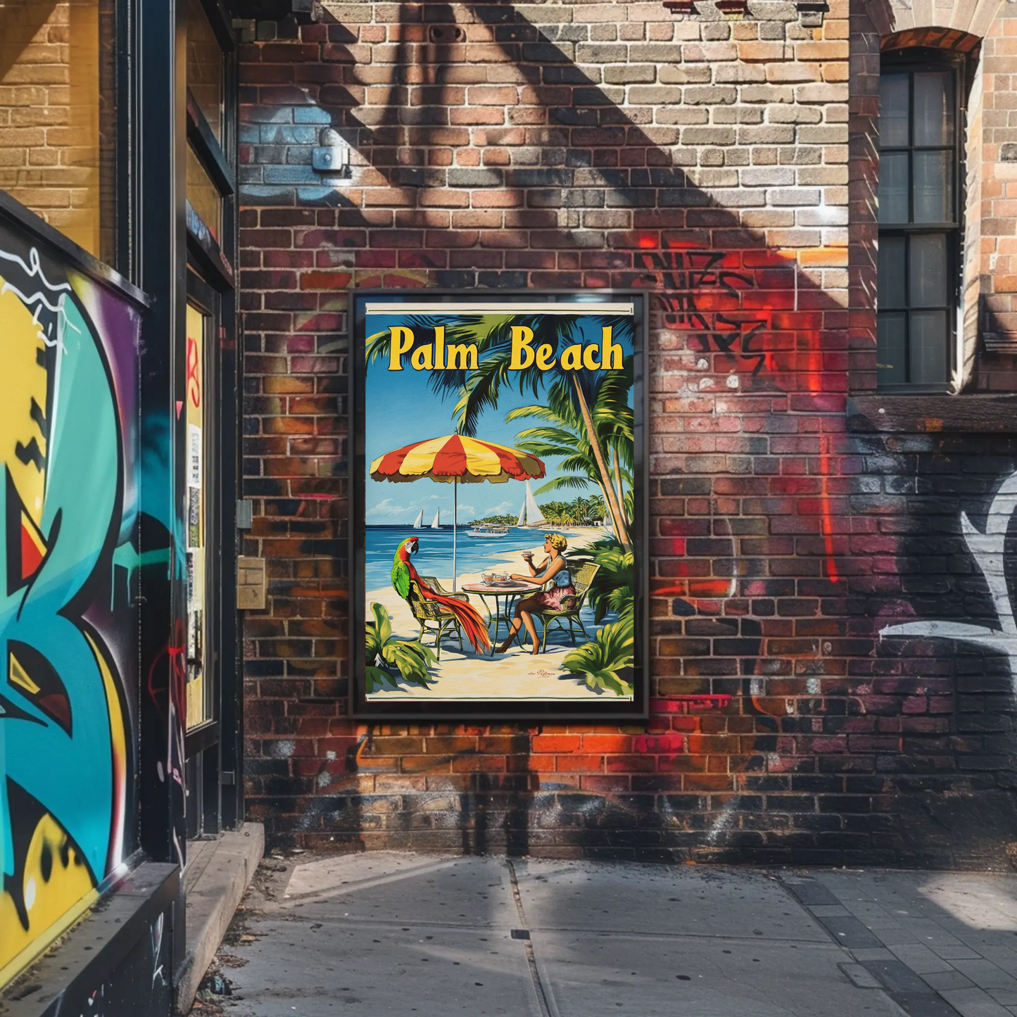 Palm Beach Vintage Poster Cafe Scene