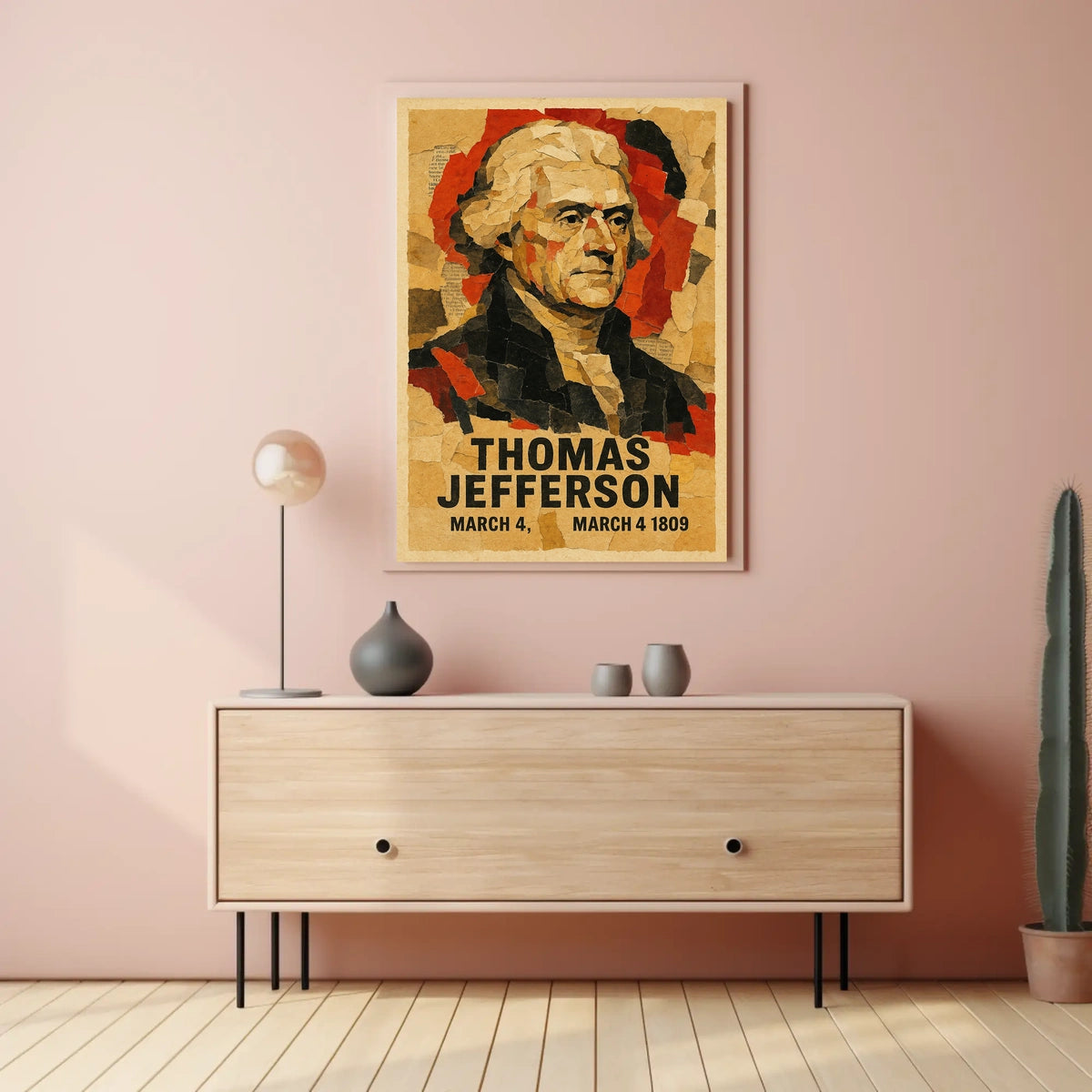 Thomas Jefferson 3rd President of the United States Layered paper Collage Poster