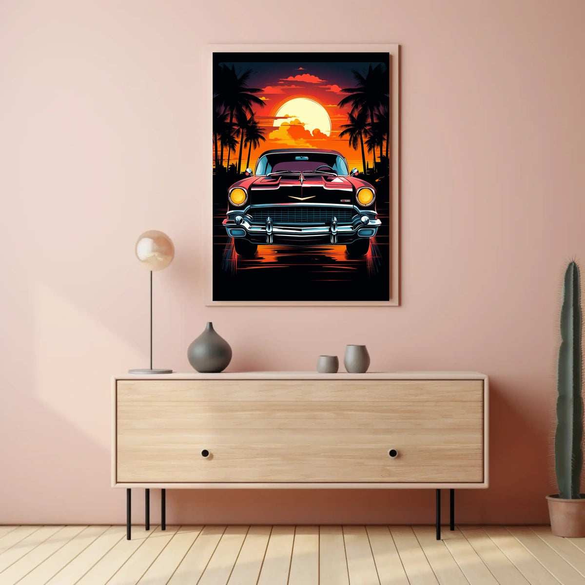 Classic Car at Sunset Poster