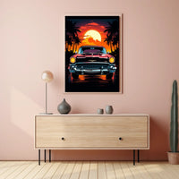 Classic Car at Sunset Poster