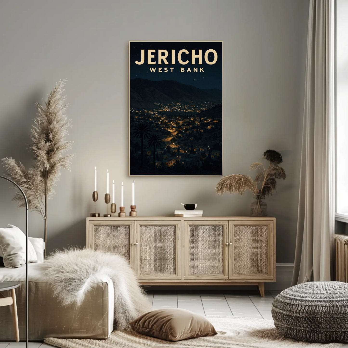 Jericho West Bank Night City Lights Poster Poster
