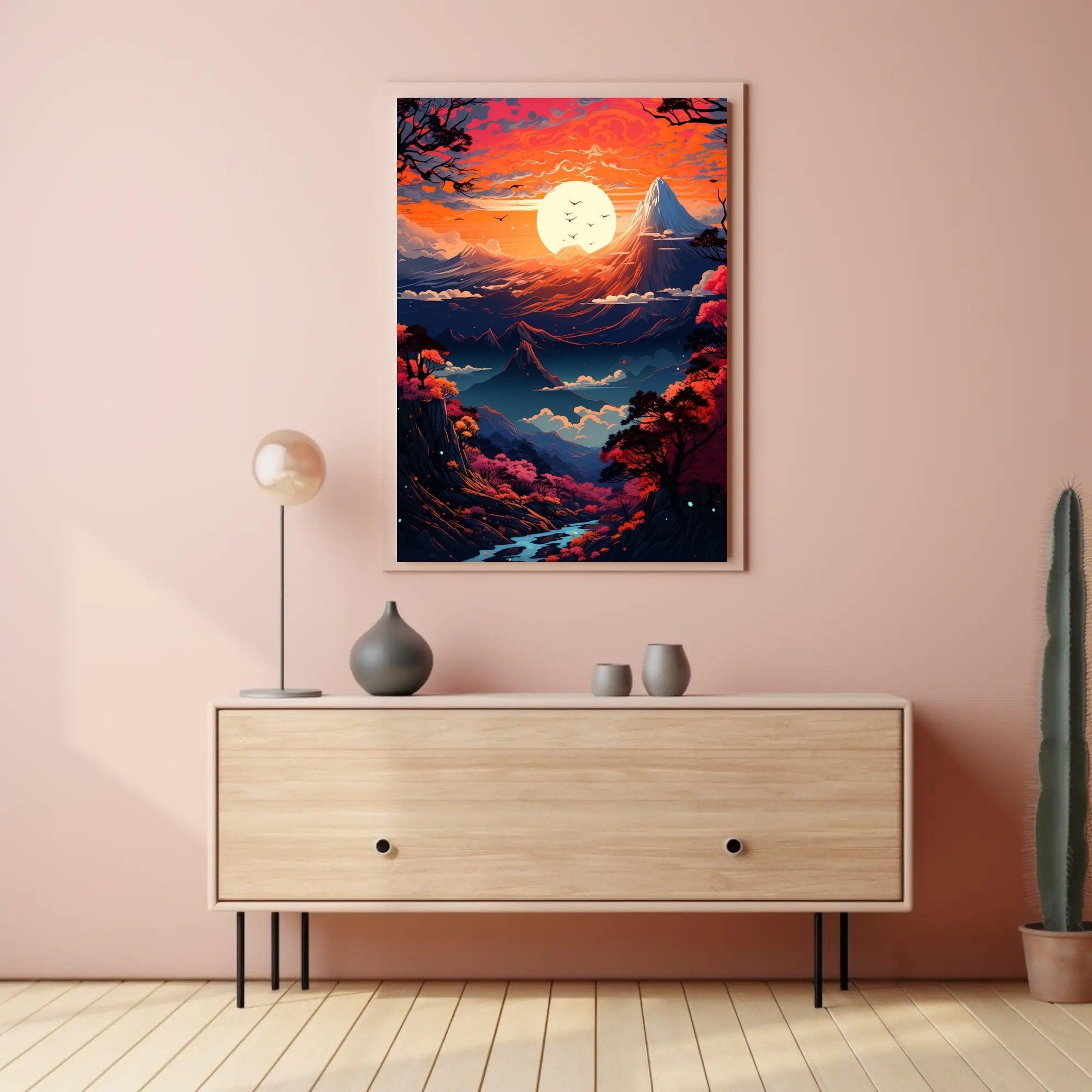 Enchanted Sunset Over Mountains Poster