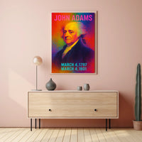 John Adams 2nd President of the United States Neon Gradient Overlay Poster