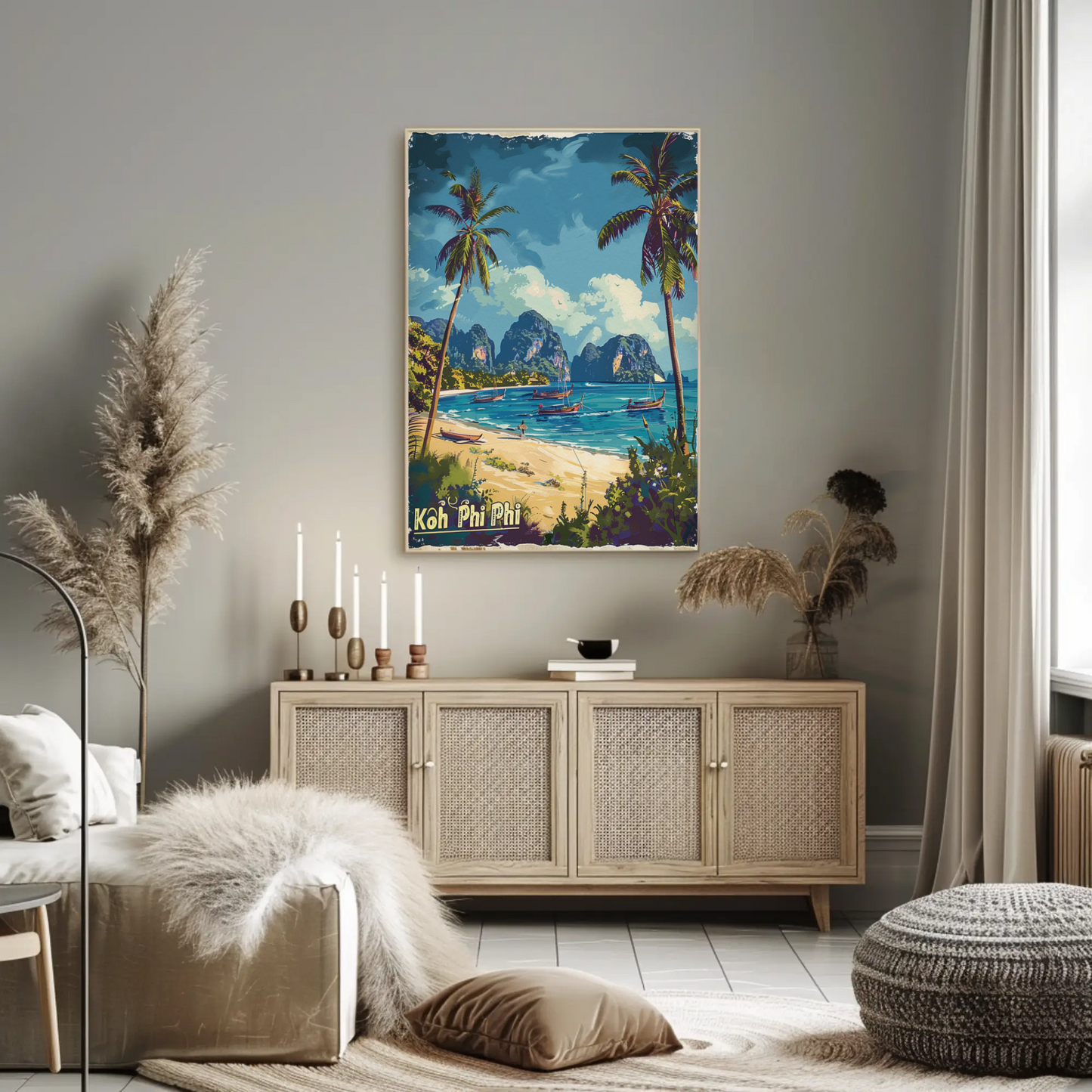 Koh Phi Phi Tropical Beach View Travel Poster