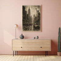 New York City Poster Vintage Urban Sketch Wall Art