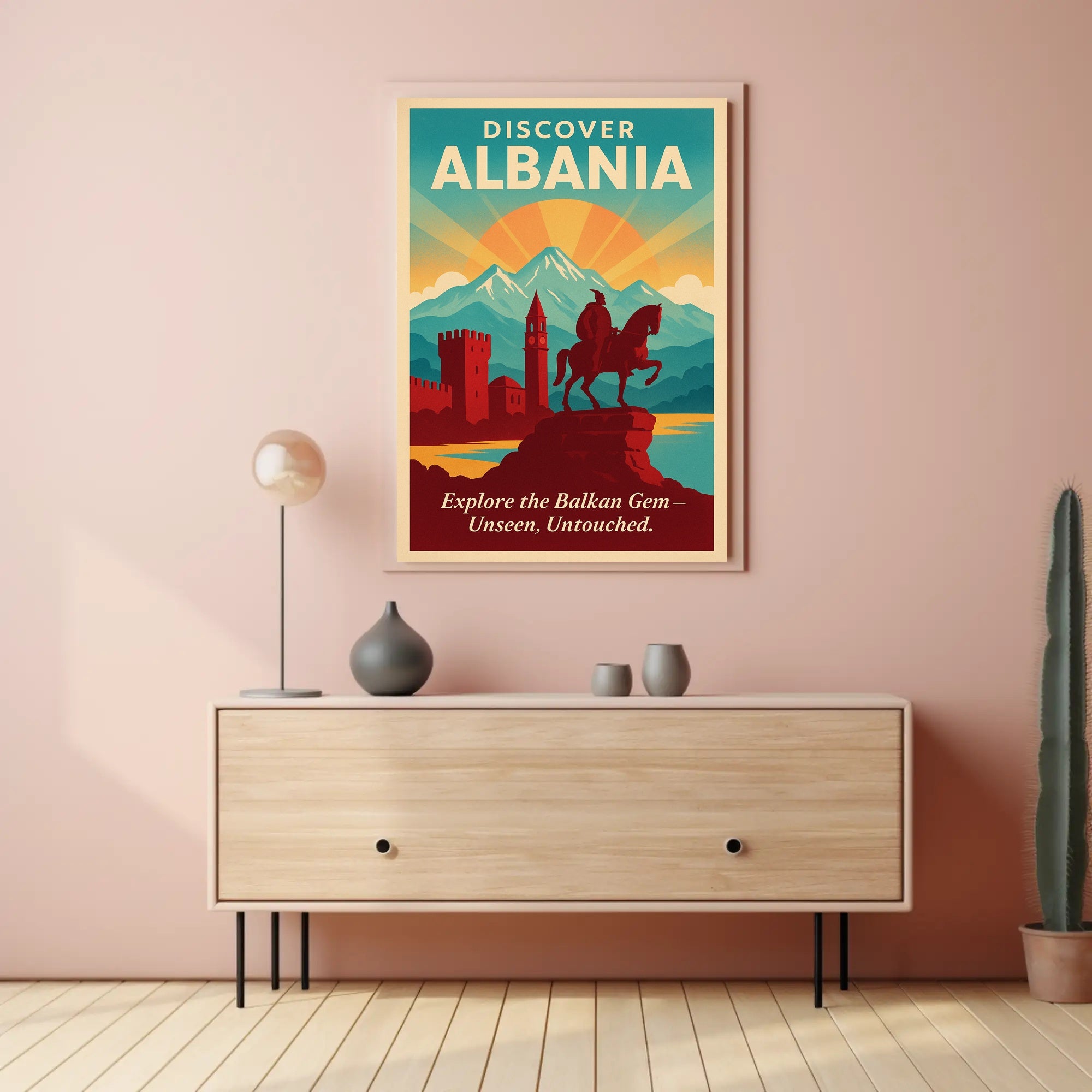 Albanian Alps Adventure Vintage Travel Poster