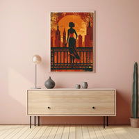 Urban Elegance: Vintage Cityscape Silhouette Poster