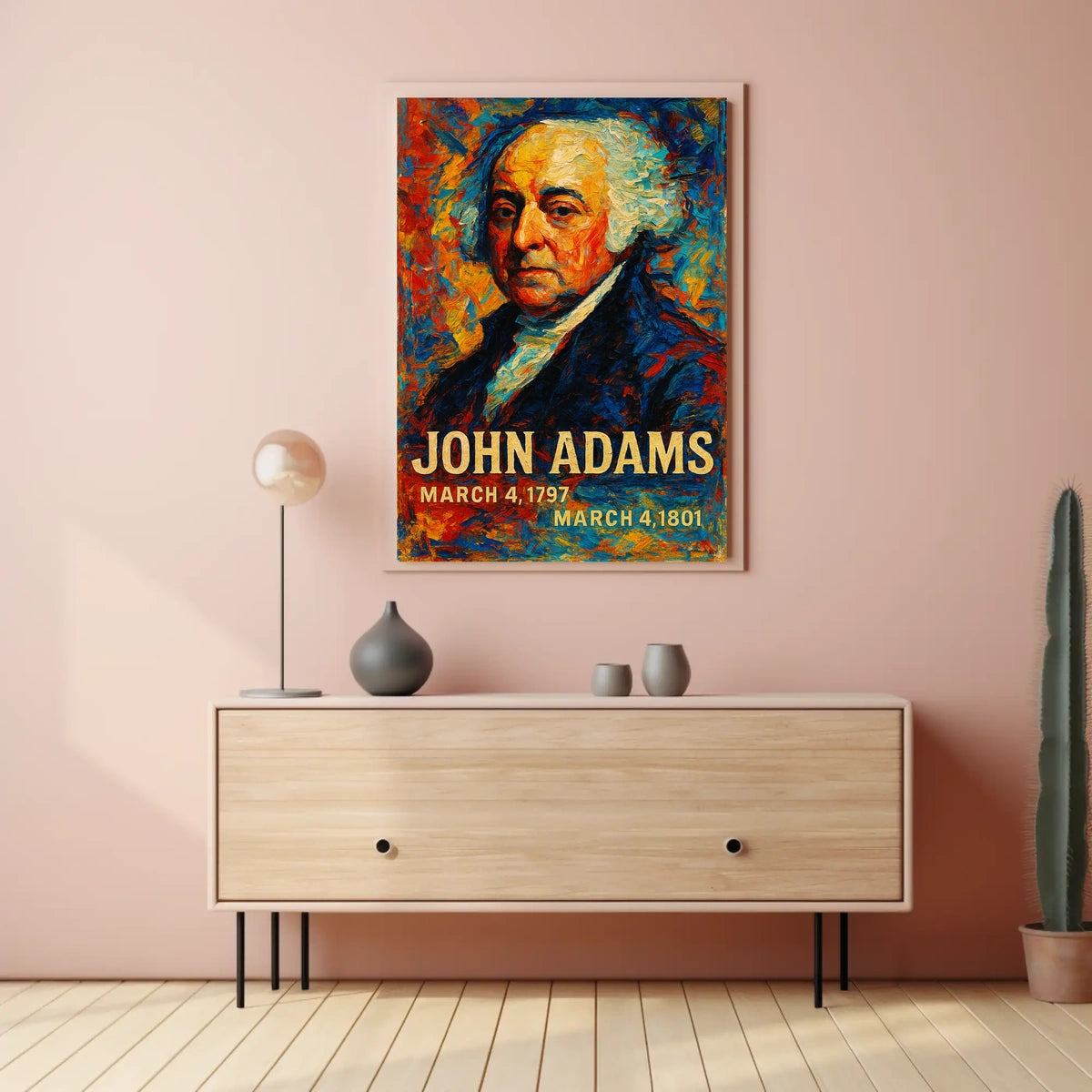 John Adams 2nd President of the United States Glitch Hop Art Poster