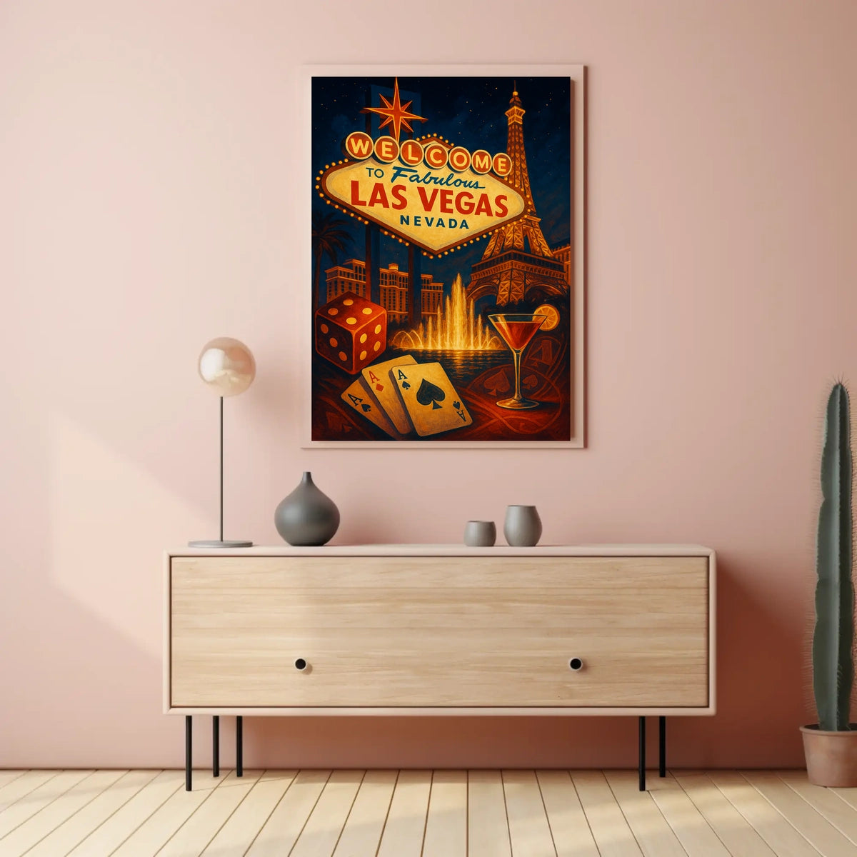 Las Vegas Poster for Home Decor Lovers Neon Nightlife