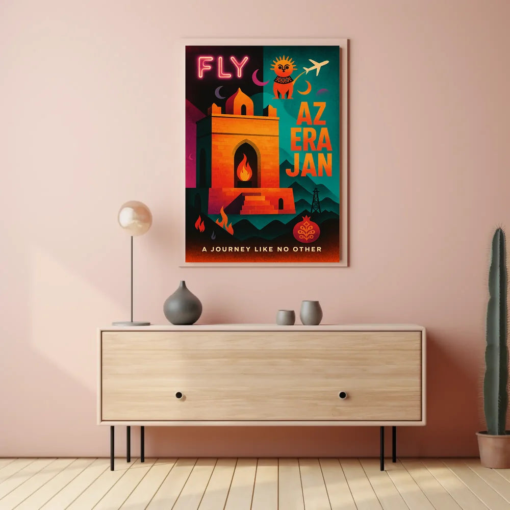 Azerbaijan Adventure Awaits Vibrant Travel Poster PosterGoat