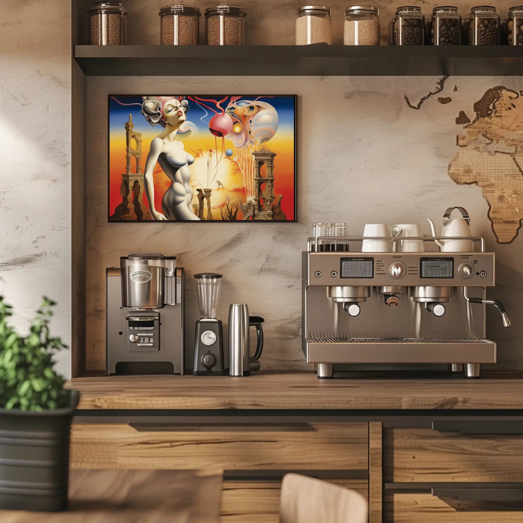 Surreal Dreamscape with Futuristic Figure - Abstract or Artistic Poster