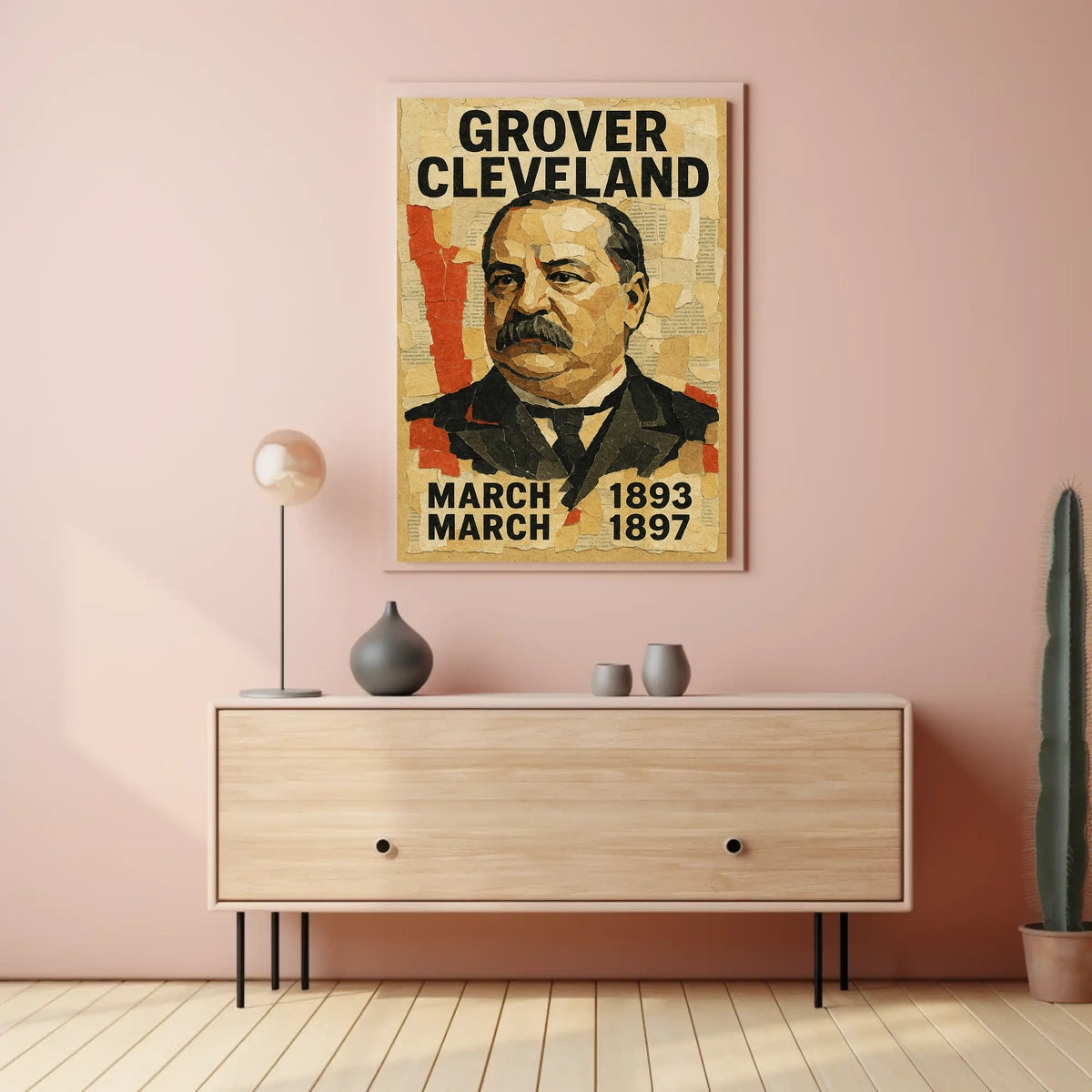 Grover Cleveland 24th President of the United States Layered paper Collage Poster