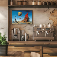 Surreal Desert Fantasy with Tentacled Spheres Art Poster