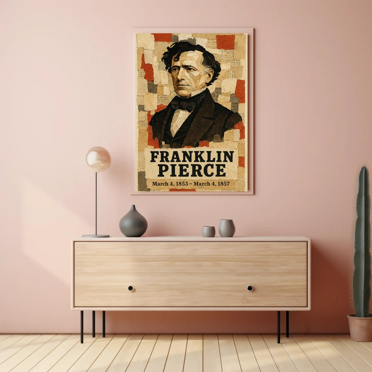 Franklin Pierce 14th President of the United States Layered paper Collage Poster