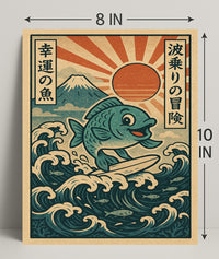 Surfing Fish Adventure Poster PosterGoat