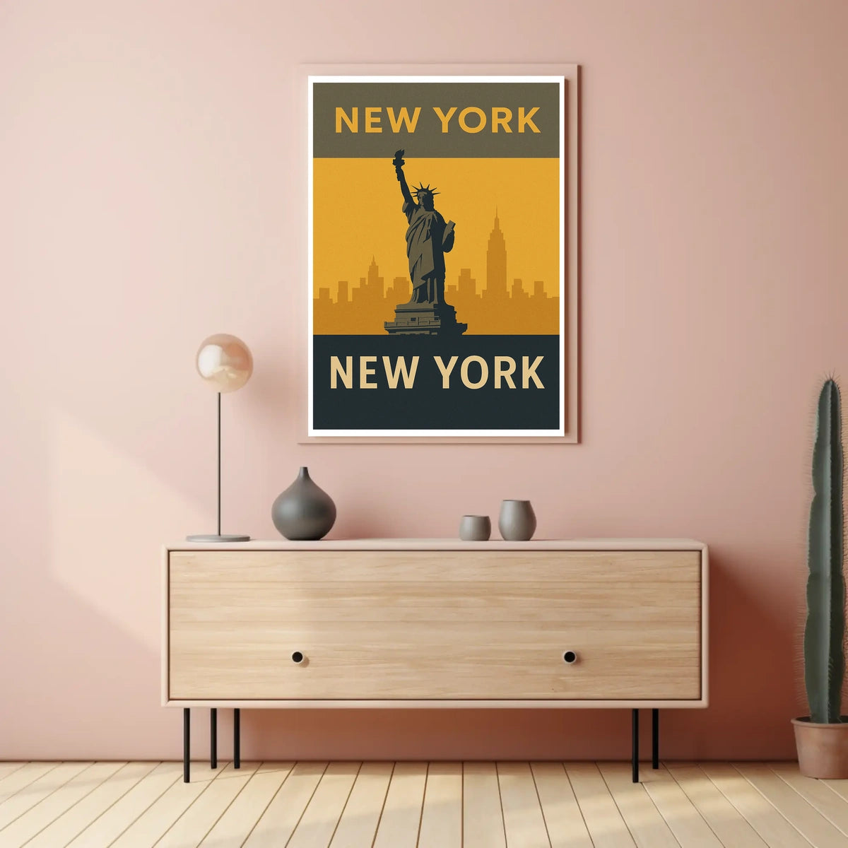New York Skyline Silhouette Poster Vintage Wall Art