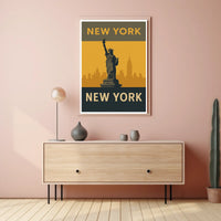 New York Skyline Silhouette Poster Vintage Wall Art