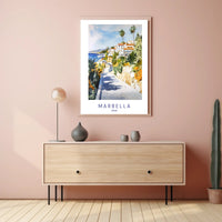 Coastal Charm of Marbella Poster PosterGoat