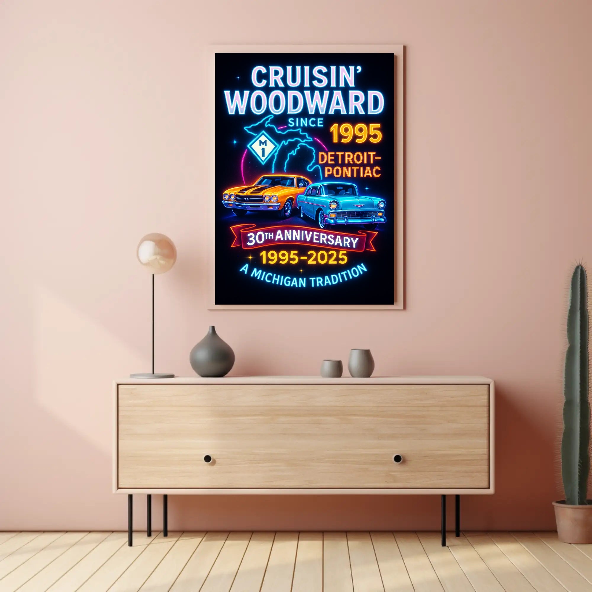Cruisin Woodward 30th Anniversary Classic Car Poster