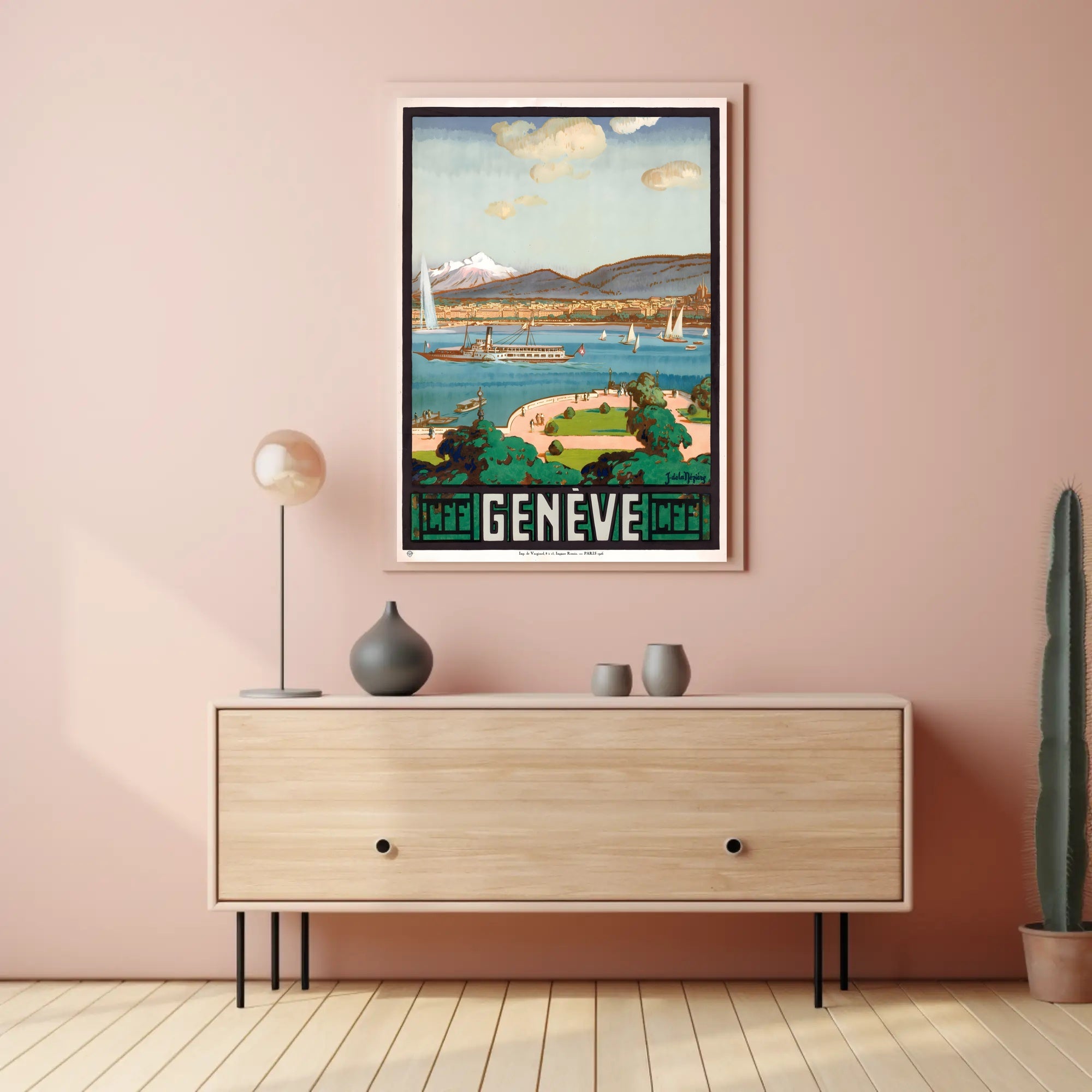 Picturesque Early 20th-Century Scene of Geneva Travel Poster
