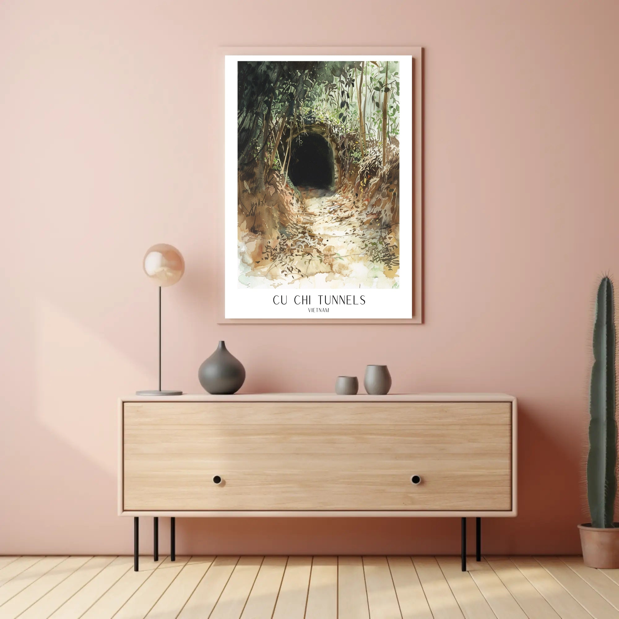 Cu Chi Tunnels Watercolor Travel Poster PosterGoat