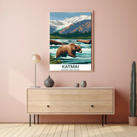 Katmai National Park Vintage Travel Poster
