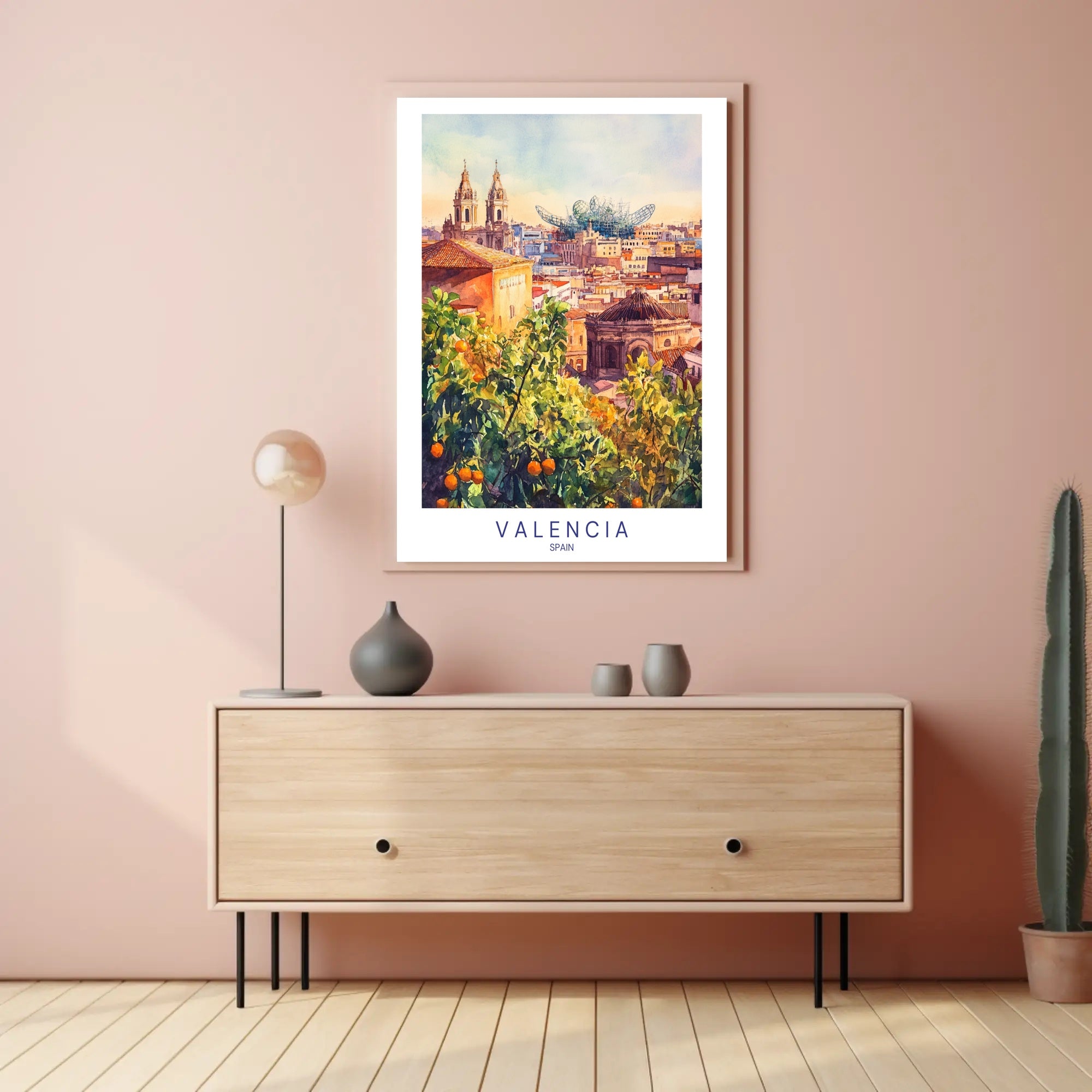 Valencia Skyline Poster PosterGoat