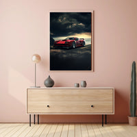 Red Supercar at Sunset Poster PosterGoat